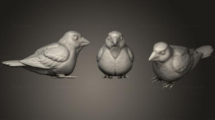 Bird figurines (Sitting Sparrow, STKB_0189) 3D models for cnc